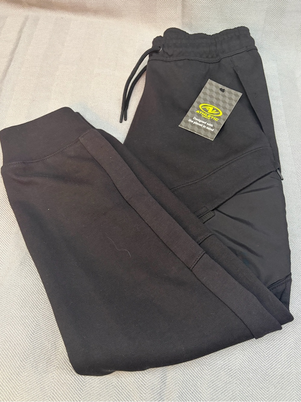 NWT Athletic Works boys size large 10/12 black sweatpants four pocket